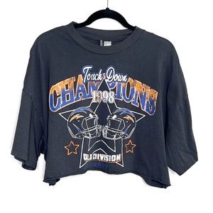 H&M Divided Football Touchdown Graphic Print cropped oversized tee size Medium